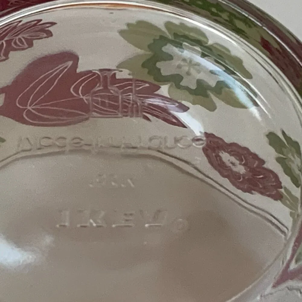 Ikea Ideell 14oz Glass Dessert Bowls Lot of 4 Pink Green Floral France Retired